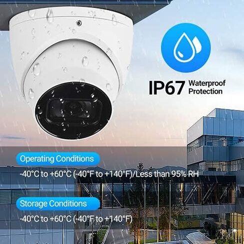 Loryta Outdoor Security 4MP Ultra Low Light Starlight+ WDR IR Turret AI IP Camera، IP67 مقاومة للطقس، تدعم POE وePOE، ميكروفون مدمج، اكتشاف المركبات والبشر، عدسة ثابتة 3.6 مم in Kuwait
