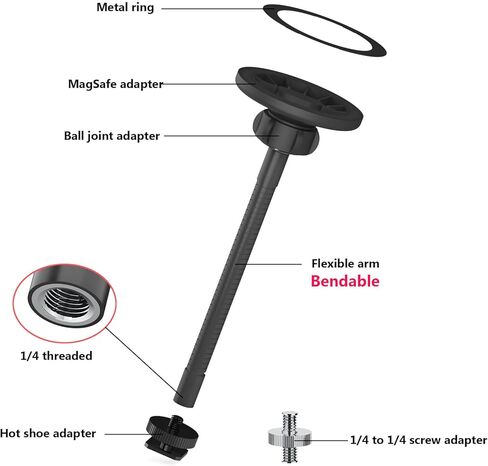 Clifod Magnetic Phone Holder for Ring Light and Tripod Stand Compatible with Magsafe, Flexible Ring Light Phone Attachment with Hot Shoe Adpater, Compatible with iPhone and All Phones in Kuwait