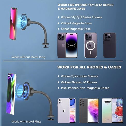 Clifod Magnetic Phone Holder for Ring Light and Tripod Stand Compatible with Magsafe, Flexible Ring Light Phone Attachment with Hot Shoe Adpater, Compatible with iPhone and All Phones in Kuwait