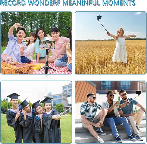 عصا سيلفي وحامل ثلاثي للهاتف، مصباح تعبئة سيلفي محمول من MQOUNY، حامل ثلاثي محمول احترافي للسفر الكل في واحد مع جهاز تحكم عن بعد، متوافق مع Android/iPhone (وردي واحد) in Kuwait