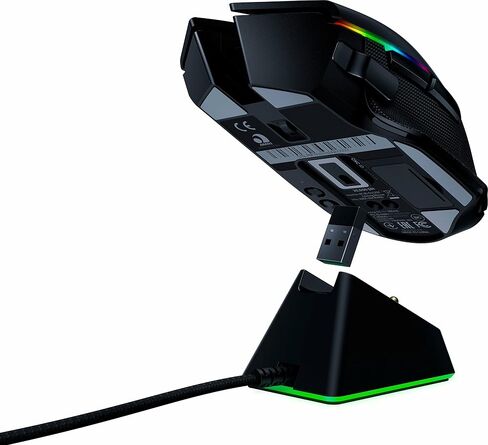 ماوس الألعاب اللاسلكي Razer Basilisk Ultimate HyperSpeed ​​مع قاعدة شحن ومستشعر بصري 20K DPI - Chroma RGB - 11 زرًا قابلاً للبرمجة - بطارية 100 ساعة - أسود كلاسيكي (متجدد) in Saudi Arabia