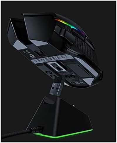 ماوس الألعاب اللاسلكي Razer Basilisk Ultimate HyperSpeed ​​مع قاعدة شحن ومستشعر بصري 20K DPI - Chroma RGB - 11 زرًا قابلاً للبرمجة - بطارية 100 ساعة - أسود كلاسيكي (متجدد) in Saudi Arabia