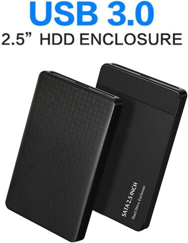 EasyULT USB 3.0 External Hard Drive Enclosure 2.5 Inch, External USB 2.5 Inch Disk, for SATA HDD and SSD 2.5 Inch and 7/9.5 mm, High Speed at 5Gbps, with USB-C to USB 3.0 Adapter, UASP-Black in Kuwait