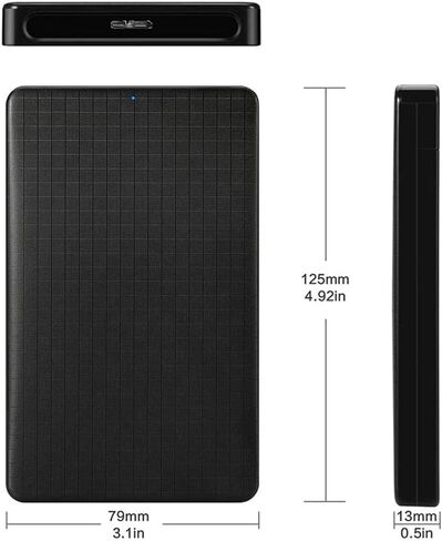 EasyULT USB 3.0 External Hard Drive Enclosure 2.5 Inch, External USB 2.5 Inch Disk, for SATA HDD and SSD 2.5 Inch and 7/9.5 mm, High Speed at 5Gbps, with USB-C to USB 3.0 Adapter, UASP-Black in Kuwait