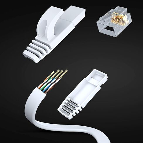 كابل إيثرنت Cat 6 بطول 100 قدم - مع تصميم مسطح وموفر للمساحة وكابل توصيل إنترنت وشبكة LAN عالي السرعة، وموصلات RJ45 - بطول 100 قدم / أسود / عبوتين - مثالي للألعاب والبث والمزيد in Kuwait