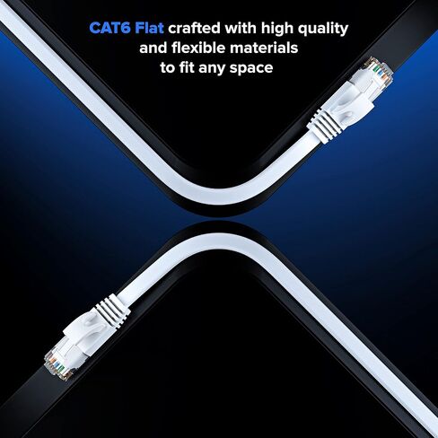 كابل إيثرنت Cat 6 بطول 100 قدم - مع تصميم مسطح وموفر للمساحة وكابل توصيل إنترنت وشبكة LAN عالي السرعة، وموصلات RJ45 - بطول 100 قدم / أسود / عبوتين - مثالي للألعاب والبث والمزيد in Kuwait