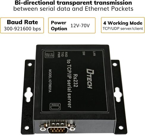 دي تيك محول تسلسلي الى ايثرنت بمنفذ واحد RS232 الى خادم جهاز TCP IP يدعم DHCP DNS Modbus RTU/TCP 10/100M in Saudi Arabia