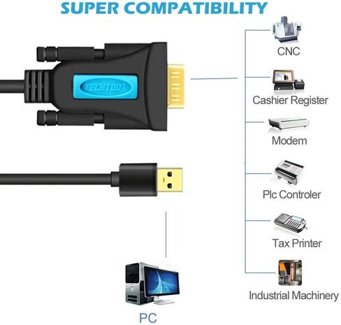TECHTOO USB 3.0 إلى محول تسلسلي USB RS232 كابل USB محول الكابل التسلسلي DB9 USB (10 قدم) مع شرائح FTDI مطلية بالذهب لـ Win10/8.1/8/7/Vista/XP/2000/Andorid/Linux/Mac OS X10.6 وما فوق in Kuwait