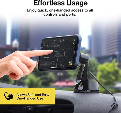 Scosche MPQ5DV-XTSP MagicMount Pro Charge5 15W Wireless Charging MagSafe Car Mount، حامل هاتف مغناطيسي للوحة القيادة / فتحة التهوية المتوافقة مع iPhone 16/15/14/13/12 Pro/Pro Max/Plus، حافظة MagSafe والمزيد in Kuwait