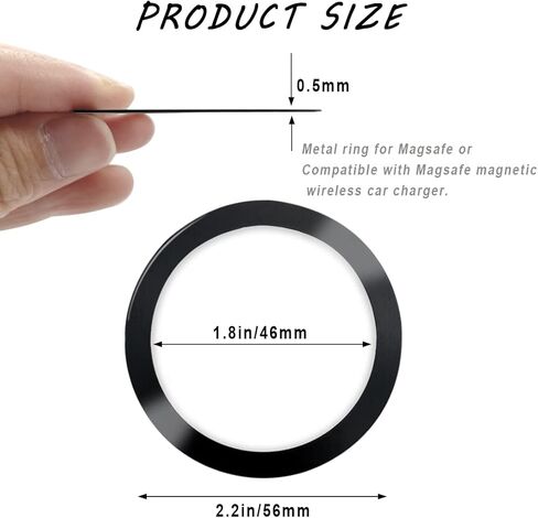 8 Pcs Universal Metal Rings Sticker Compatible for Magsafe Magnetic Wireless Charger iPhone 15 14 13 12 Pro Mini Max Samsung Galaxy, Ultra-Thin Car Charger Conversion Accessories (not Magnet),2 Colors in Kuwait