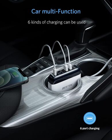 شاحن سيارة USB متعدد المنافذ، شحن سريع 86 وات 9 أمبير شحن سريع 3.0 ومحول شاحن سيارة USB-C PD مع التعرف الذكي للهواتف المحمولة والأجهزة اللوحية وأجهزة USB الأخرى in Saudi Arabia