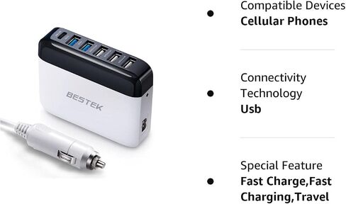 شاحن سيارة USB متعدد المنافذ، شحن سريع 86 وات 9 أمبير شحن سريع 3.0 ومحول شاحن سيارة USB-C PD مع التعرف الذكي للهواتف المحمولة والأجهزة اللوحية وأجهزة USB الأخرى in Saudi Arabia