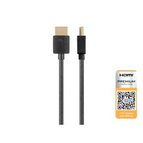 Monoprice High Speed HDMI Cable - Certified Premium, 4K@60Hz, HDR, 18Gbps, 36AWG, YUV, 4:4:4, 1 Feet, Black - Ultra Slim Series