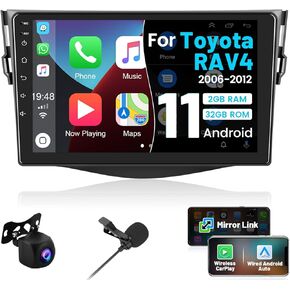 لراديو Toyota RAV4 2006-2012، Roinvou 2+32G Android 11 CarPlay Car Stereo مع Android Auto 9 بوصة شاشة لمس بلوتوث مستقبل صوت السيارة يدعم وصلة المرآة GPS WiFi SWC كاميرا احتياطية RDS DSP in Kuwait