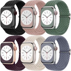 6 Pack Braided Solo Loop Compatible with Apple Watch Bands 38mm 40mm 41mm 42mm 44mm 45mm 49mm for Women Men, Stretchy Nylon Sport Strap Replacement Band for iWatch Apple Watch SE Series 8 7 6 5 4 3 in Kuwait