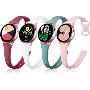 GEAK Compatible with Galaxy Watch 7 Band/Galaxy Watch 6 5 4 40mm 44mm/Classic 42mm 46mm,20mm Slim Silicone Compatible for Galaxy Watch 4 5 Band/Active 2 Women Small Black/White/Gray/Sand Pink in Kuwait