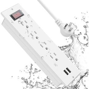 Conference Recessed Power Strip Waterproof,Furniture Recessed Power Strip with 4 Outlets,2 USB,Table Surge Protector,Flush Mount Water Resistant,6ft Cable with Flat Plug in Kuwait