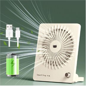 مروحة مكتب صغيرة محمولة، مروحة تعمل بالبطارية للسفر مروحة شخصية هادئة، مروحة مكتب كهربائية لطيفة قابلة لإعادة الشحن 2000 مللي أمبير في الساعة 10 ساعات 160 درجة قابلة للطي ومروحة معلقة لسطح المكتب والرياح القوية للسفر (بيج) in Kuwait