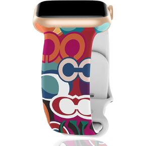 متوافق مع Apple Watch Ultra Band 38mm 40mm 41mm 42mm 44mm 45mm 46mm 49mm Series 10/9/8/7/6/5/4/3/2/1iwatch، سوار رياضي بديل فاخر بحزام ناعم من Monogram Retro ناعم للنساء والرجال in Kuwait