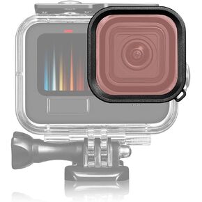 Underwater Camera Dive Filters for Gopro for 10 11 Black, Dive Filters with Waterproof Housing Case and Lanyard for Various Underwater Video and Photography Conditions (Red)
