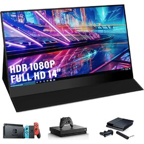 14.0" Portable Monitor Full HD IPS HDMI FHD 1920x1080 Screen for Gaming Laptop Computer Phone Xbox PS4 PS5,Switch, hdmi Monitor with Dual Speakers,Black (14-inch Monitor)