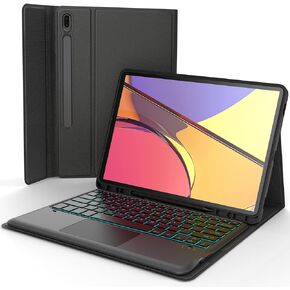 MicroPack Galaxy Tab S8 Plus/ S7 FE/ S7 Plus Case with Keyboard, 11 Color Backlit, Smart Trackpad, Type-C Rechargeable, Detachable Keyboard for Samsung Tab S8+ 2022/S7 FE 2021/S7+ 2020 12.4 Inch in Kuwait