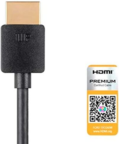 Monoprice - 124184 High Speed HDMI Cable - 3 Feet - Black| Certified Premium, 4K@60Hz, HDR, 18Gbps, 36AWG, YUV, 4:4:4 - Ultra Slim Series in Kuwait