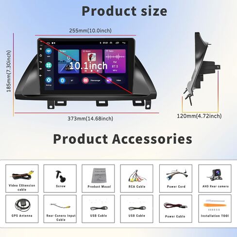 UNITOPSCI Android راديو ستيريو للسيارة Honda Odyssey 2005-2010 10.1 بوصة شاشة تعمل باللمس بلوتوث راديو السيارة في اندفاعة السيارة GPS للملاحة ستيريو مع كاميرا احتياطية مرآة رابط FM WiFi USB SWC MIC in Kuwait