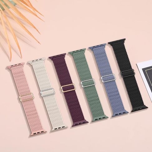 6 Pack Braided Solo Loop Compatible with Apple Watch Bands 38mm 40mm 41mm 42mm 44mm 45mm 49mm for Women Men, Stretchy Nylon Sport Strap Replacement Band for iWatch Apple Watch SE Series 8 7 6 5 4 3 in Kuwait
