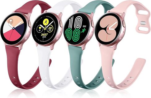 GEAK Compatible with Galaxy Watch 7 Band/Galaxy Watch 6 5 4 40mm 44mm/Classic 42mm 46mm,20mm Slim Silicone Compatible for Galaxy Watch 4 5 Band/Active 2 Women Small Black/White/Gray/Sand Pink in Kuwait