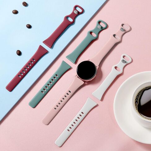 GEAK Compatible with Galaxy Watch 7 Band/Galaxy Watch 6 5 4 40mm 44mm/Classic 42mm 46mm,20mm Slim Silicone Compatible for Galaxy Watch 4 5 Band/Active 2 Women Small Black/White/Gray/Sand Pink in Kuwait