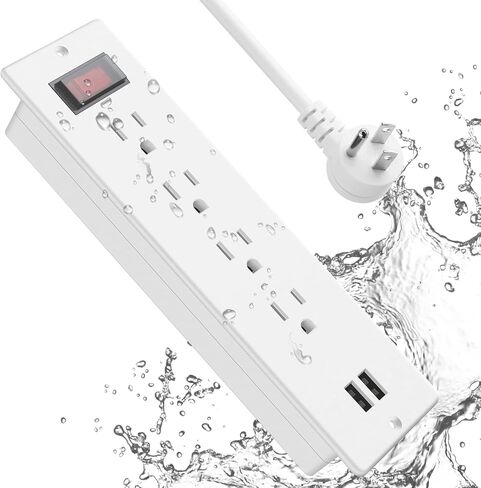 Conference Recessed Power Strip Waterproof,Furniture Recessed Power Strip with 4 Outlets,2 USB,Table Surge Protector,Flush Mount Water Resistant,6ft Cable with Flat Plug in Kuwait