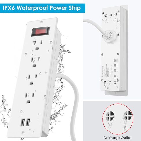 Conference Recessed Power Strip Waterproof,Furniture Recessed Power Strip with 4 Outlets,2 USB,Table Surge Protector,Flush Mount Water Resistant,6ft Cable with Flat Plug in Kuwait