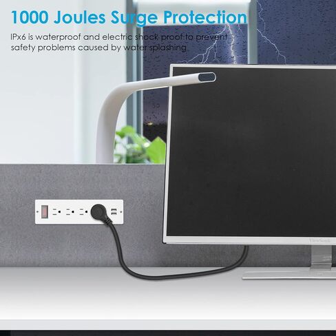 Conference Recessed Power Strip Waterproof,Furniture Recessed Power Strip with 4 Outlets,2 USB,Table Surge Protector,Flush Mount Water Resistant,6ft Cable with Flat Plug in Kuwait