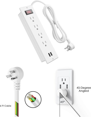Conference Recessed Power Strip Waterproof,Furniture Recessed Power Strip with 4 Outlets,2 USB,Table Surge Protector,Flush Mount Water Resistant,6ft Cable with Flat Plug in Kuwait