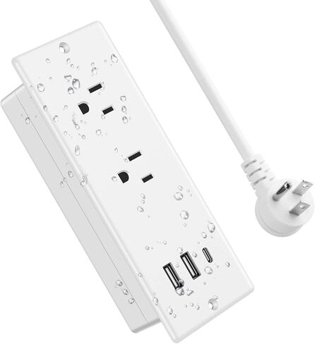 Jgstkcity 20 واط USB C قطاع الطاقة راحة، حامي الطفرة مقاوم للماء، منفذ طاقة مكتب الأثاث، 2 منافذ وشحن USB C، مناسب للطاولة الجانبية، قابس مسطح، كابل 6 أقدام in Kuwait