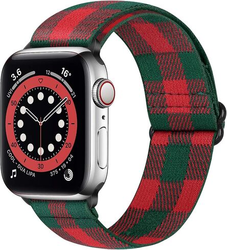 شريط مطاطي من النايلون لعيد الميلاد من Runostrich متوافق مع Apple Watch 38mm 40mm 41mm 42mm 44mm 45mm 49mm، حزام بديل رياضي قابل للتعديل لساعة Apple Watch Ultra 2/Ultra، iWatch 9/8/7/SE/6/5/4/3/2/1 in Kuwait