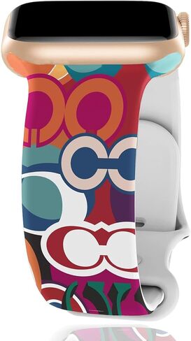 متوافق مع Apple Watch Ultra Band 38mm 40mm 41mm 42mm 44mm 45mm 46mm 49mm Series 10/9/8/7/6/5/4/3/2/1iwatch، سوار رياضي بديل فاخر بحزام ناعم من Monogram Retro ناعم للنساء والرجال in Kuwait