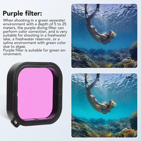 مرشحات الغوص للكاميرا تحت الماء لـ Gopro لـ 10 11 أسود، مرشحات الغوص مع غطاء مبيت مقاوم للماء وحبل لمختلف ظروف الفيديو والتصوير الفوتوغرافي تحت الماء (أحمر) in Saudi Arabia