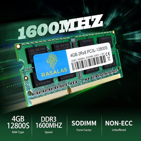 8GB 1Rx8 PC3L-12800S DDR3L 1600MHz DDR3 RAM SODIMM 1.35V CL11 204-Pin PC3-12800 Memory Upgrade Ram for Laptop … in Saudi Arabia