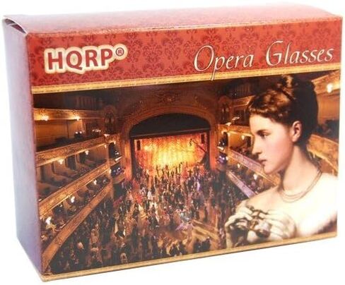 HQRP 3x25 Opera Glasses Theater Binoculars, White Pearl Color with Golden Necklace Chain, Crystal Clear Optic (CCO), or Adults Kids Women in Musical Concert Sport Events, Gift Box in Saudi Arabia