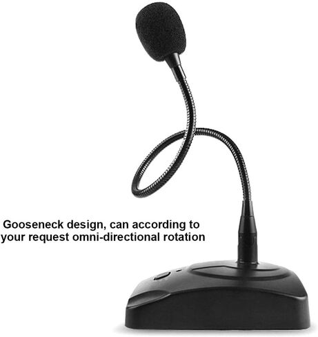 ميكروفون ASHATA الديناميكي ذو رقبة الإوز، ميكروفون سلكي بحامل مرن صغير للاستوديو بمقبس 6.35 ملم ميكروفون سلكي للكمبيوتر الشخصي والكمبيوتر المكتبي والكمبيوتر المحمول in Kuwait
