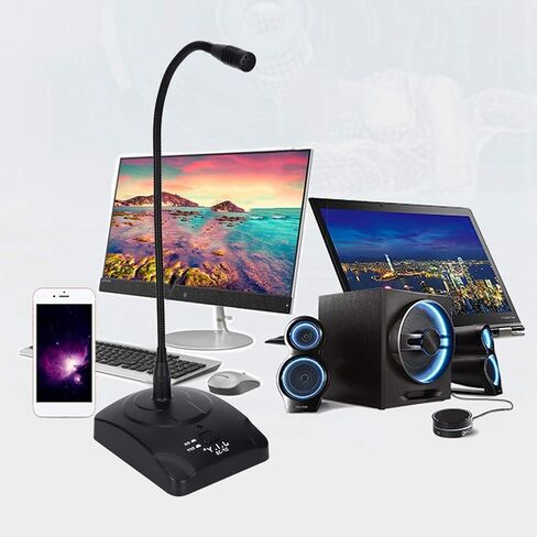 ميكروفون ASHATA الديناميكي ذو رقبة الإوز، ميكروفون سلكي بحامل مرن صغير للاستوديو بمقبس 6.35 ملم ميكروفون سلكي للكمبيوتر الشخصي والكمبيوتر المكتبي والكمبيوتر المحمول in Kuwait