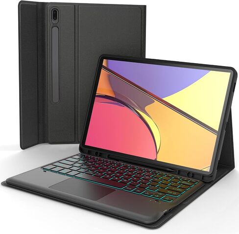 MicroPack Galaxy Tab S8 Plus/ S7 FE/ S7 Plus Case with Keyboard, 11 Color Backlit, Smart Trackpad, Type-C Rechargeable, Detachable Keyboard for Samsung Tab S8+ 2022/S7 FE 2021/S7+ 2020 12.4 Inch in Kuwait