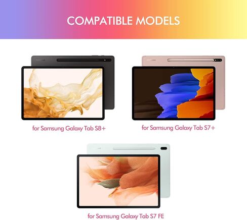 MicroPack Galaxy Tab S8 Plus/ S7 FE/ S7 Plus Case with Keyboard, 11 Color Backlit, Smart Trackpad, Type-C Rechargeable, Detachable Keyboard for Samsung Tab S8+ 2022/S7 FE 2021/S7+ 2020 12.4 Inch in Kuwait