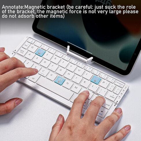 SIKAI CASE Foldable Bluetooth Keyboard with Magnetic Stand,Aluminum Alloy Mini Quiet Folding Portable Lightweight Travel Rechargeable Pocket for Tablet,iPad, Phones, Black in Kuwait