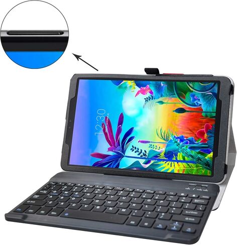 Bige for LG G Pad 5 10.1 Keyboard Case,Slim Stand PU Leather Cover with Romovable Keyboard for 10.1" LG G Pad 5 10.1 T600 Tablet(2019),Black in Kuwait