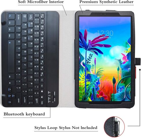 Bige for LG G Pad 5 10.1 Keyboard Case,Slim Stand PU Leather Cover with Romovable Keyboard for 10.1" LG G Pad 5 10.1 T600 Tablet(2019),Black in Kuwait