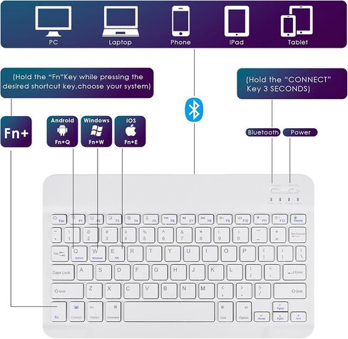 DETUOSI Universal 10 inch Wireless Keyboard, Portable Keyboard,Black in Saudi Arabia