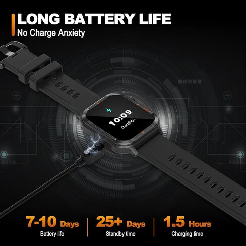 ساعة ذكية Anyloop للرجال (الرد/إجراء مكالمة)، جهاز تتبع اللياقة البدنية 1.85 بوصة، أكثر من 100 وضع رياضي لتتبع النشاط والساعات الذكية مع معدل ضربات القلب SpO2 مراقب النوم وعداد الخطوات لنظام Android iOS in Kuwait